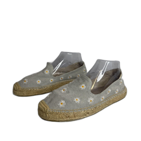 Soludos Shoes Womens Size 9 Espadrille Daisy Embroidered Slip On Floral Canvas - Picture 1 of 14